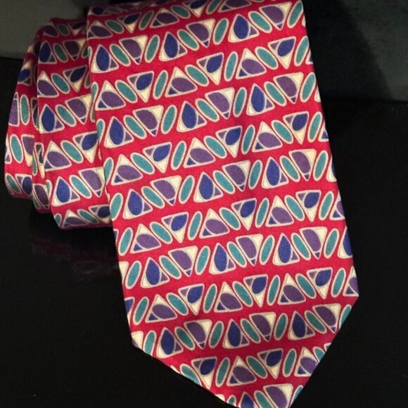 Christian Dior Martini Glasses Silk Tie Red Purple Mid Century Modern Modernist - Picture 1 of 4